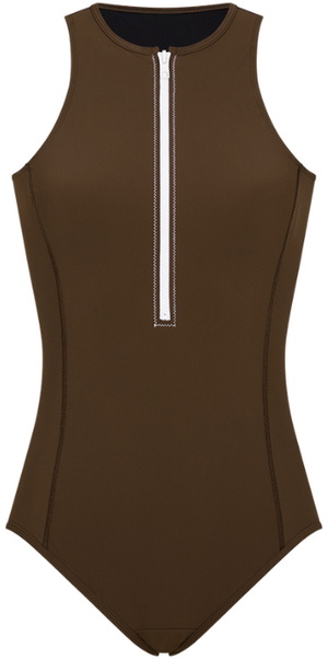 2026 Wallien Mujer Bañador Sin Mangas Yemaya 102022005 - Café / White